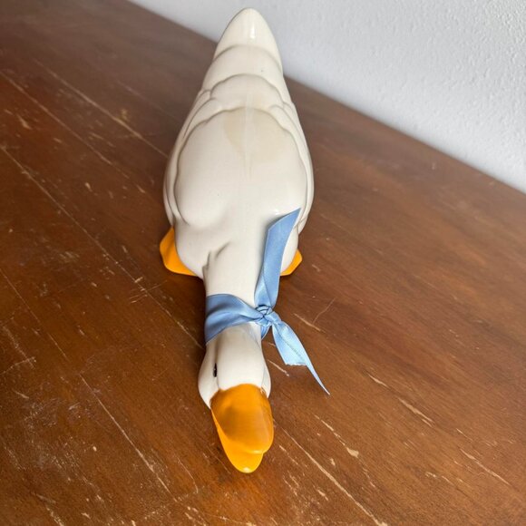Vintage Ceramic Farmhouse Duck, Blue Ribbon Goose - Picture 2 of 8